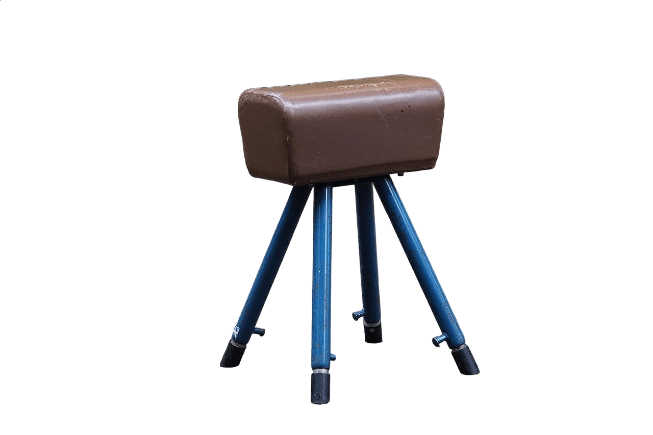 Cavallina da palestra in metallo e cuoio, anni '50 5