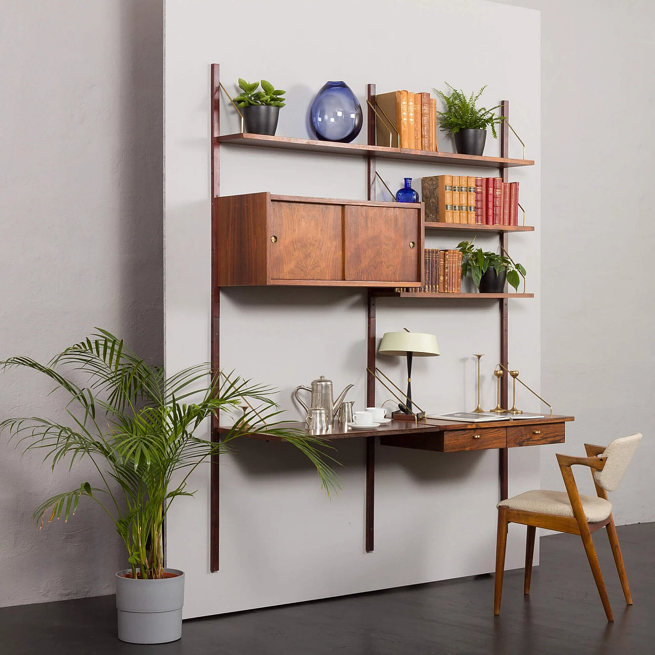 Rosewood bookcase with desk by Preben Sorensen for PS System, 1960s 2