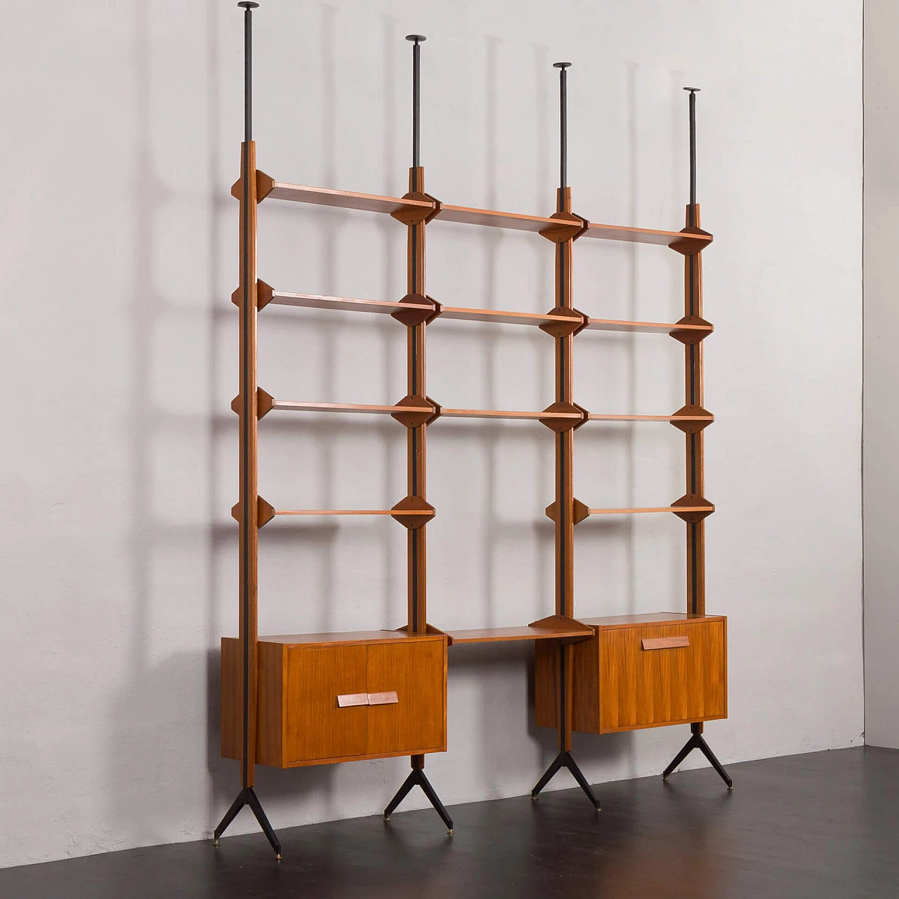 Floor-to-ceiling bookcase in the style of Franco Albini, 1960s 3