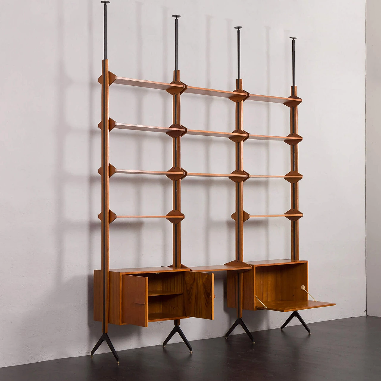 Floor-to-ceiling bookcase in the style of Franco Albini, 1960s 4