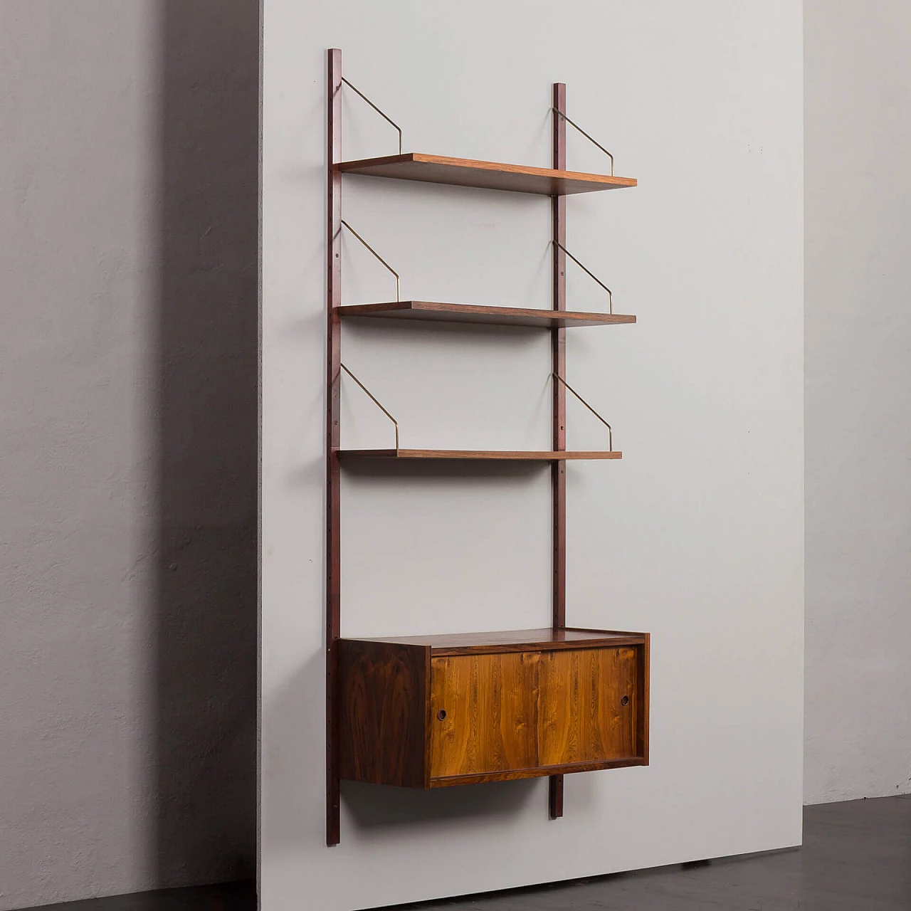 Libreria modulare in palissandro danese con mobile ad ante scorrevoli di Preben Sorensen per PS System, anni '60 3