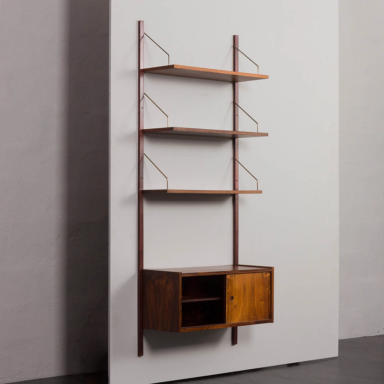 Libreria modulare in palissandro danese con mobile ad ante scorrevoli di Preben Sorensen per PS System, anni '60 4