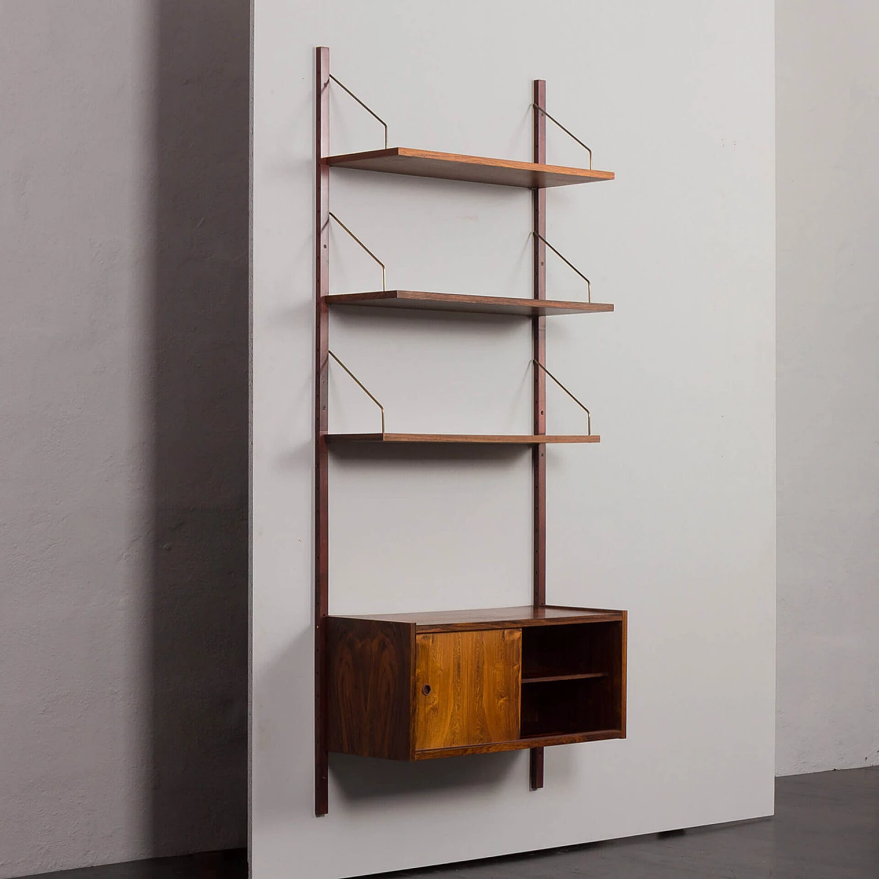 Libreria modulare in palissandro danese con mobile ad ante scorrevoli di Preben Sorensen per PS System, anni '60 5