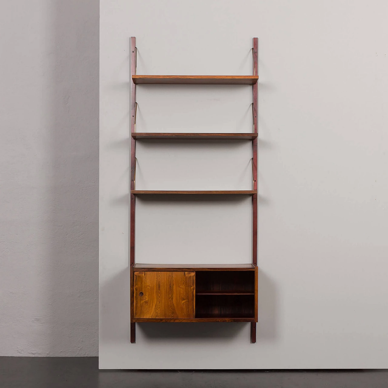Libreria modulare in palissandro danese con mobile ad ante scorrevoli di Preben Sorensen per PS System, anni '60 6