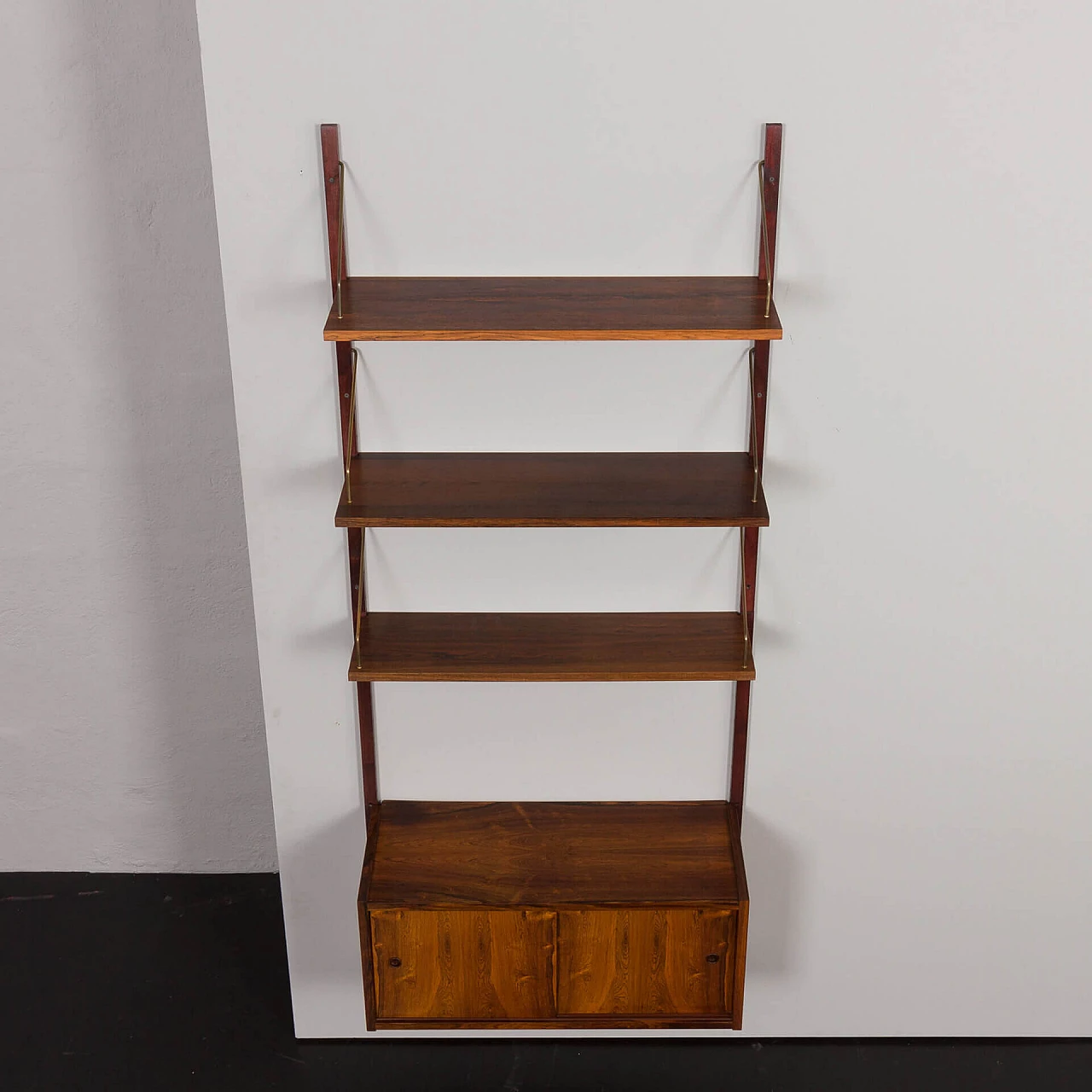 Libreria modulare in palissandro danese con mobile ad ante scorrevoli di Preben Sorensen per PS System, anni '60 9