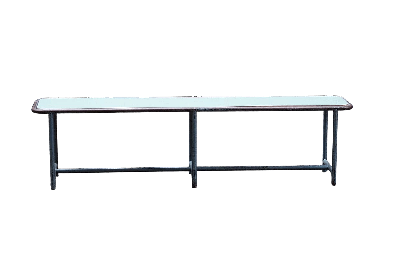 Panca da spogliatoio in metallo e formica verde, anni '50 7
