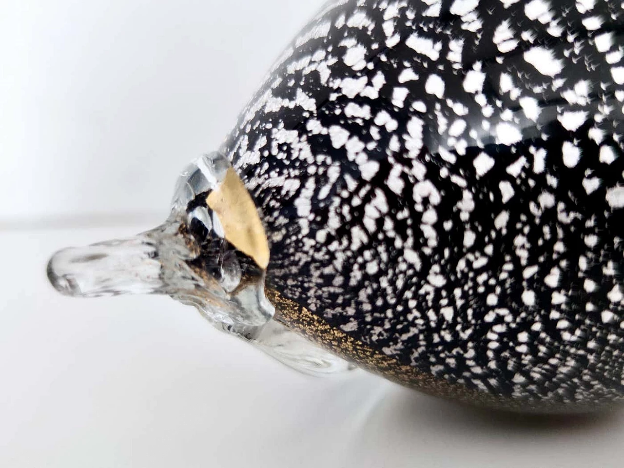 Black Murano glass lemon with gold and silver flakes, 1970s 1