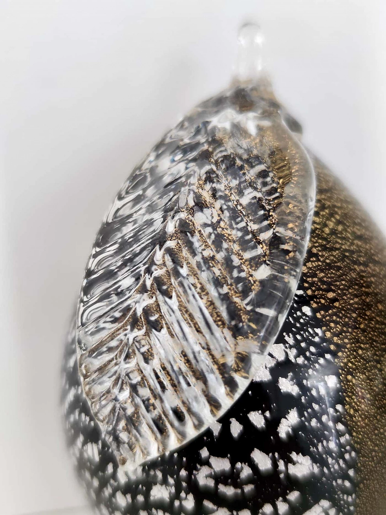 Black Murano glass lemon with gold and silver flakes, 1970s 2