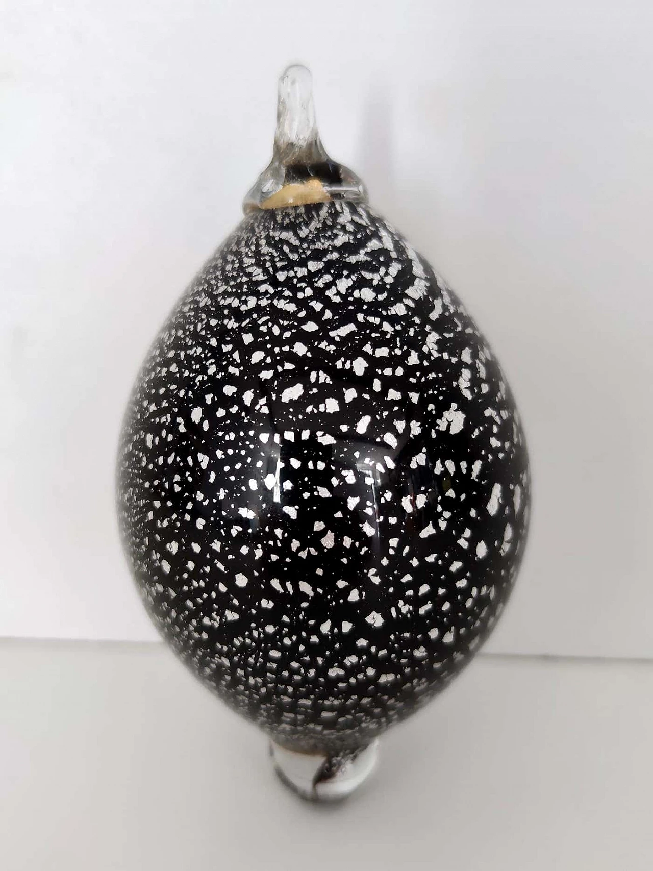 Black Murano glass lemon with gold and silver flakes, 1970s 5