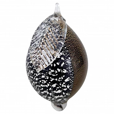 Black Murano glass lemon with gold and silver flakes, 1970s