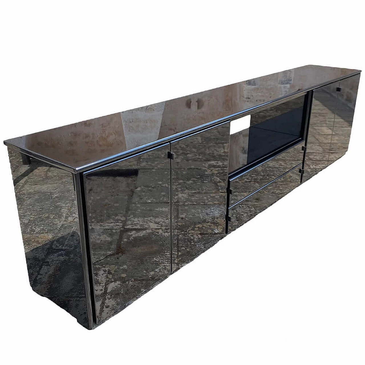 Credenza Mou in legno laccato con maniglie in pelle di Afra e Tobia Scarpa per Molteni, anni '70 4