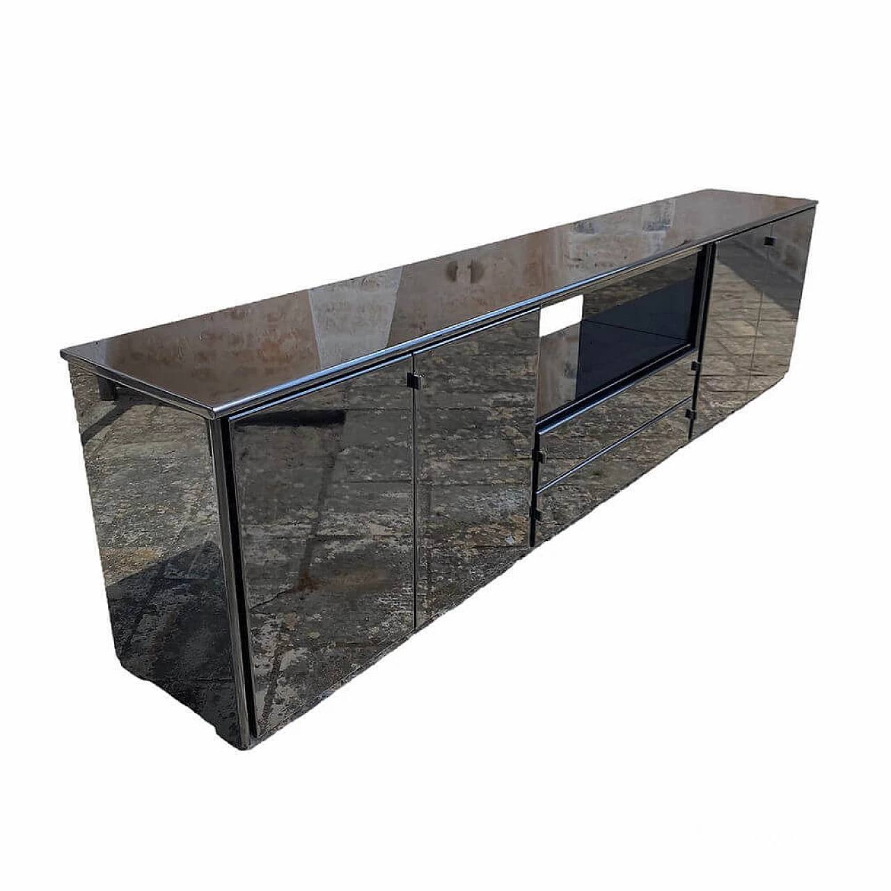 Credenza Mou in legno laccato con maniglie in pelle di Afra e Tobia Scarpa per Molteni, anni '70 6