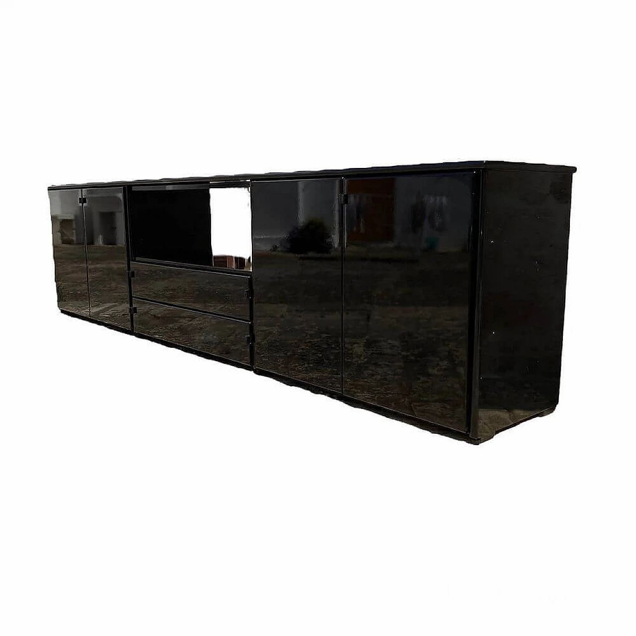 Credenza Mou in legno laccato con maniglie in pelle di Afra e Tobia Scarpa per Molteni, anni '70 9