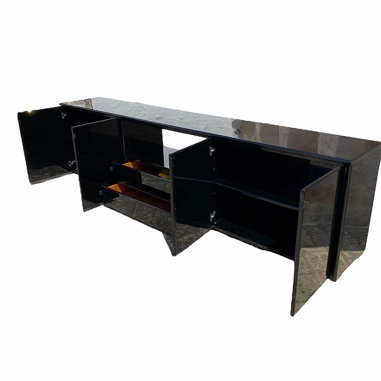 Credenza Mou in legno laccato con maniglie in pelle di Afra e Tobia Scarpa per Molteni, anni '70 12