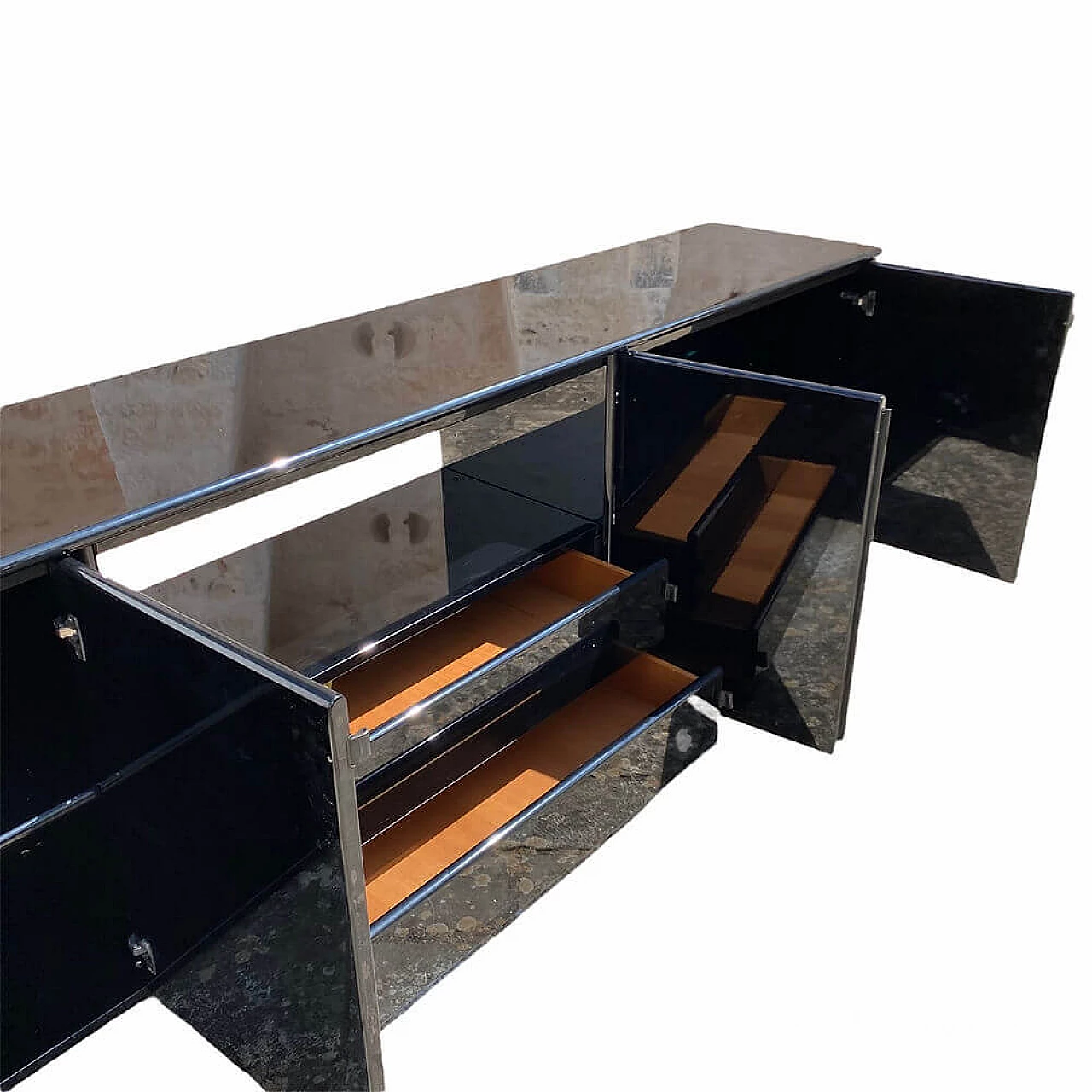 Credenza Mou in legno laccato con maniglie in pelle di Afra e Tobia Scarpa per Molteni, anni '70 15