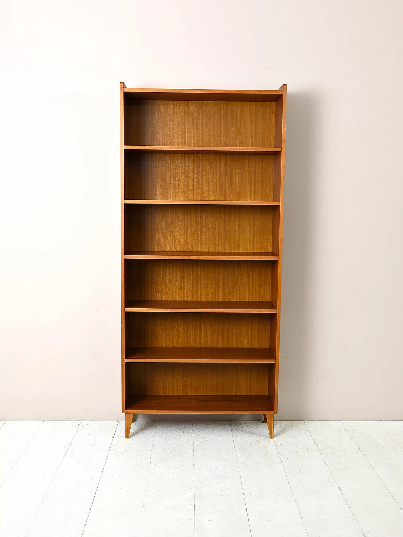 Scandinavian teak bookcase with tapered feet, 1960s 2