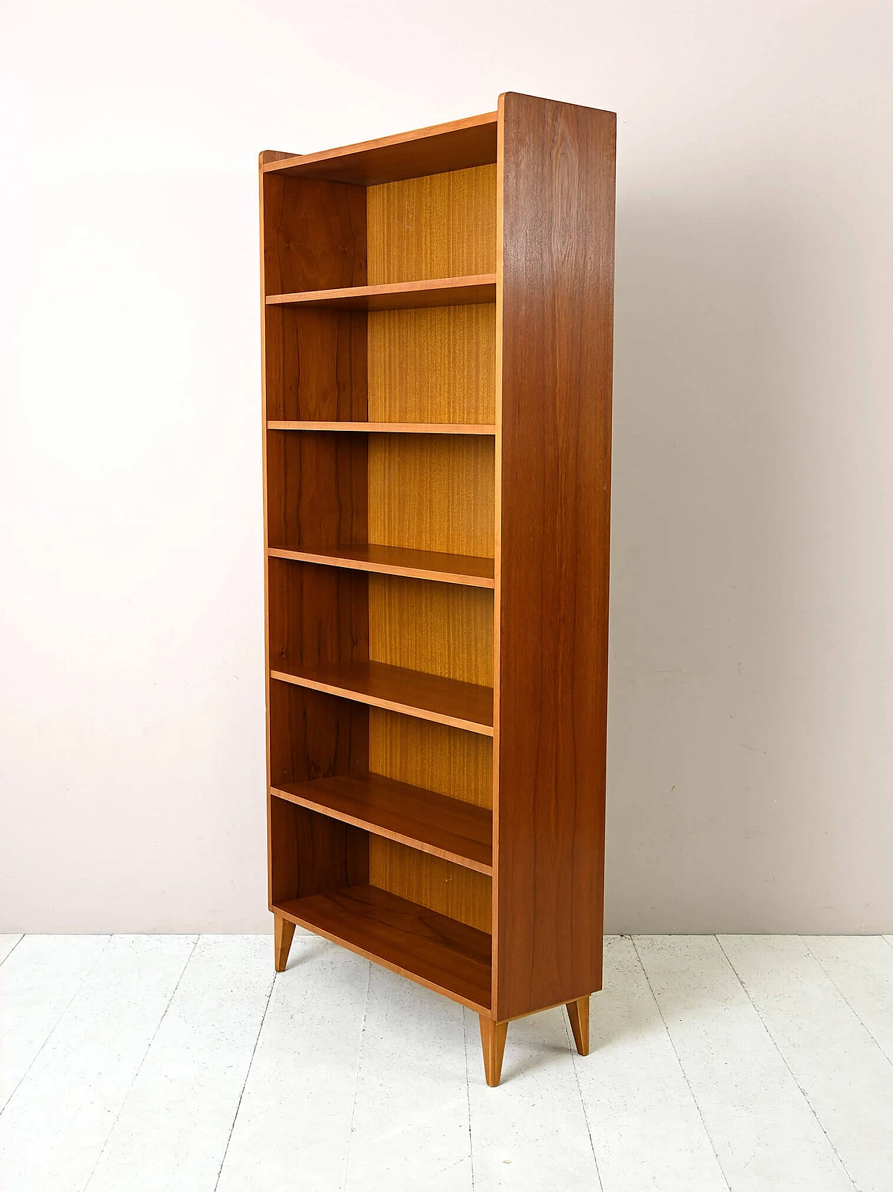 Scandinavian teak bookcase with tapered feet, 1960s 4