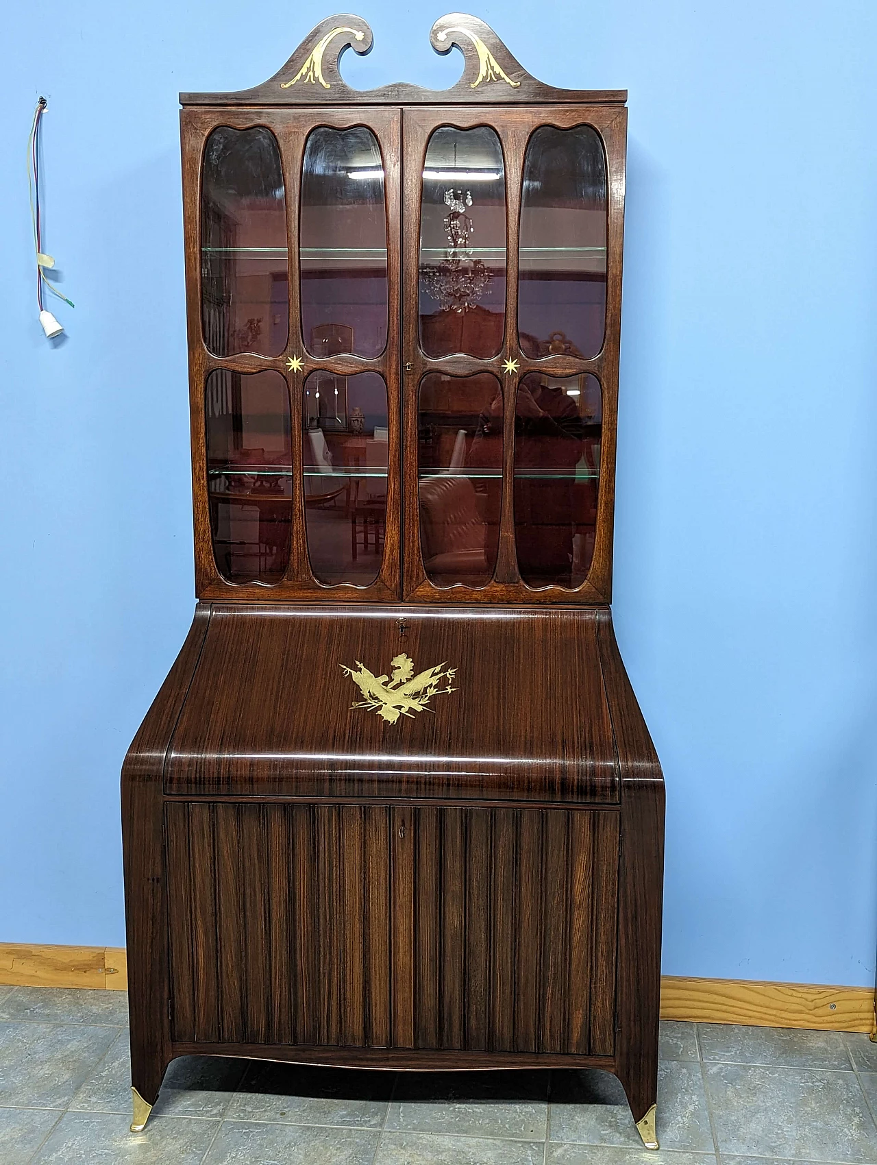 Pair of rosewood trumeau with brass inlays by Paolo Buffa, 1940s 3