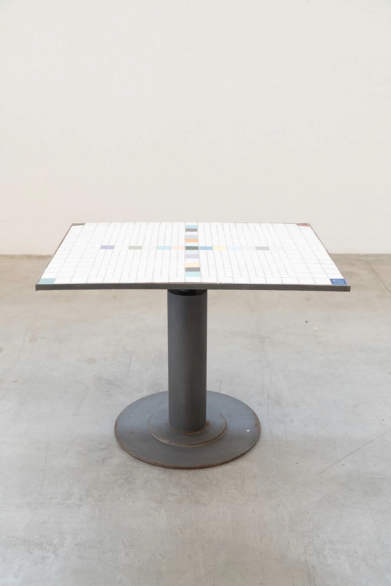 Table with tiled mosaic top and iron base, 1950s 2