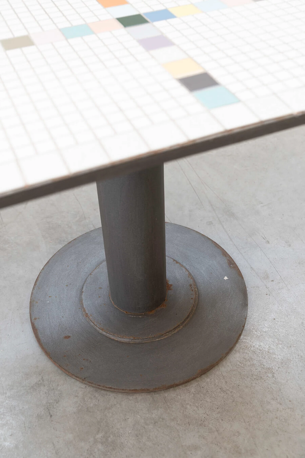 Table with tiled mosaic top and iron base, 1950s 3