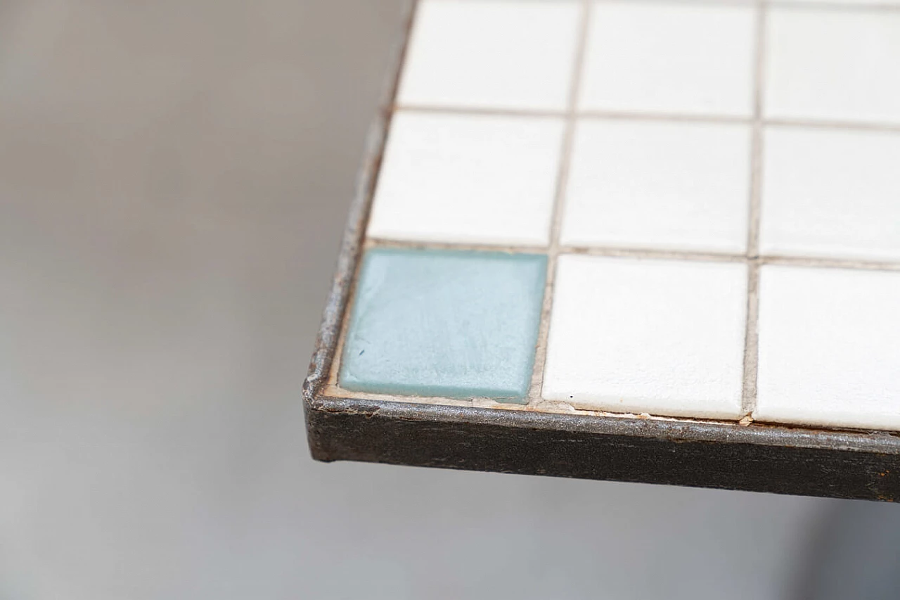 Table with tiled mosaic top and iron base, 1950s 5