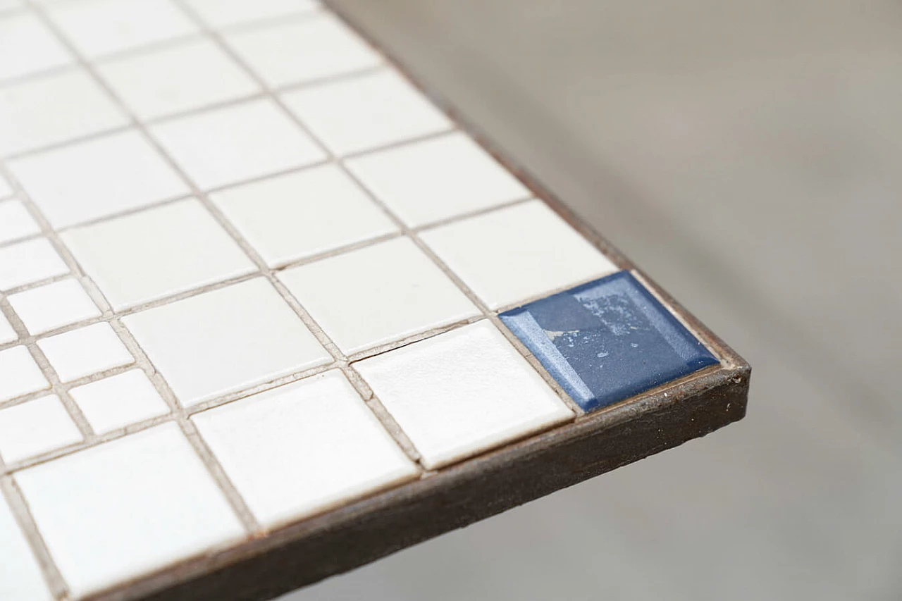 Table with tiled mosaic top and iron base, 1950s 7