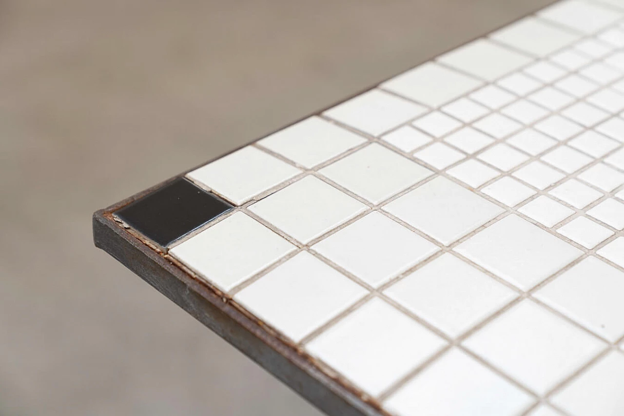 Table with tiled mosaic top and iron base, 1950s 8