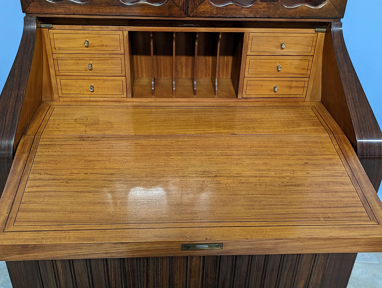 Pair of rosewood trumeau with brass inlays by Paolo Buffa, 1940s 16