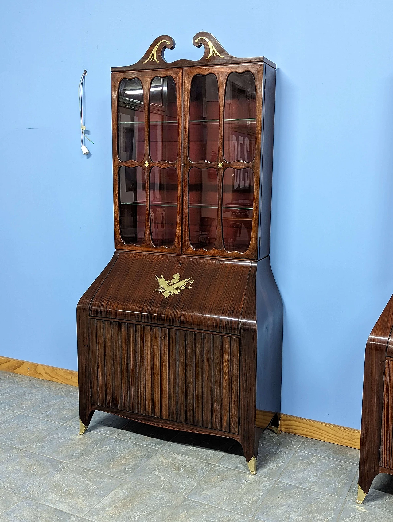 Pair of rosewood trumeau with brass inlays by Paolo Buffa, 1940s 26