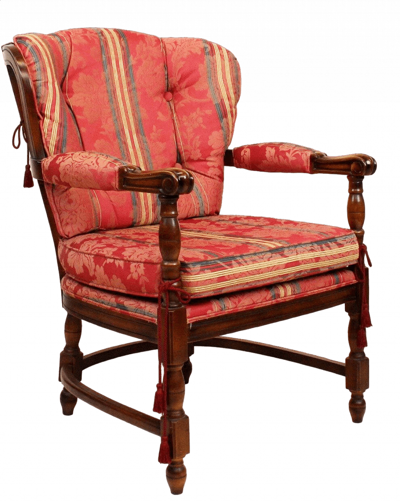 Regency style wood and fabric armchair, 1960s 11