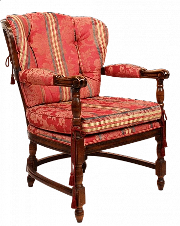 Regency style wood and fabric armchair, 1960s