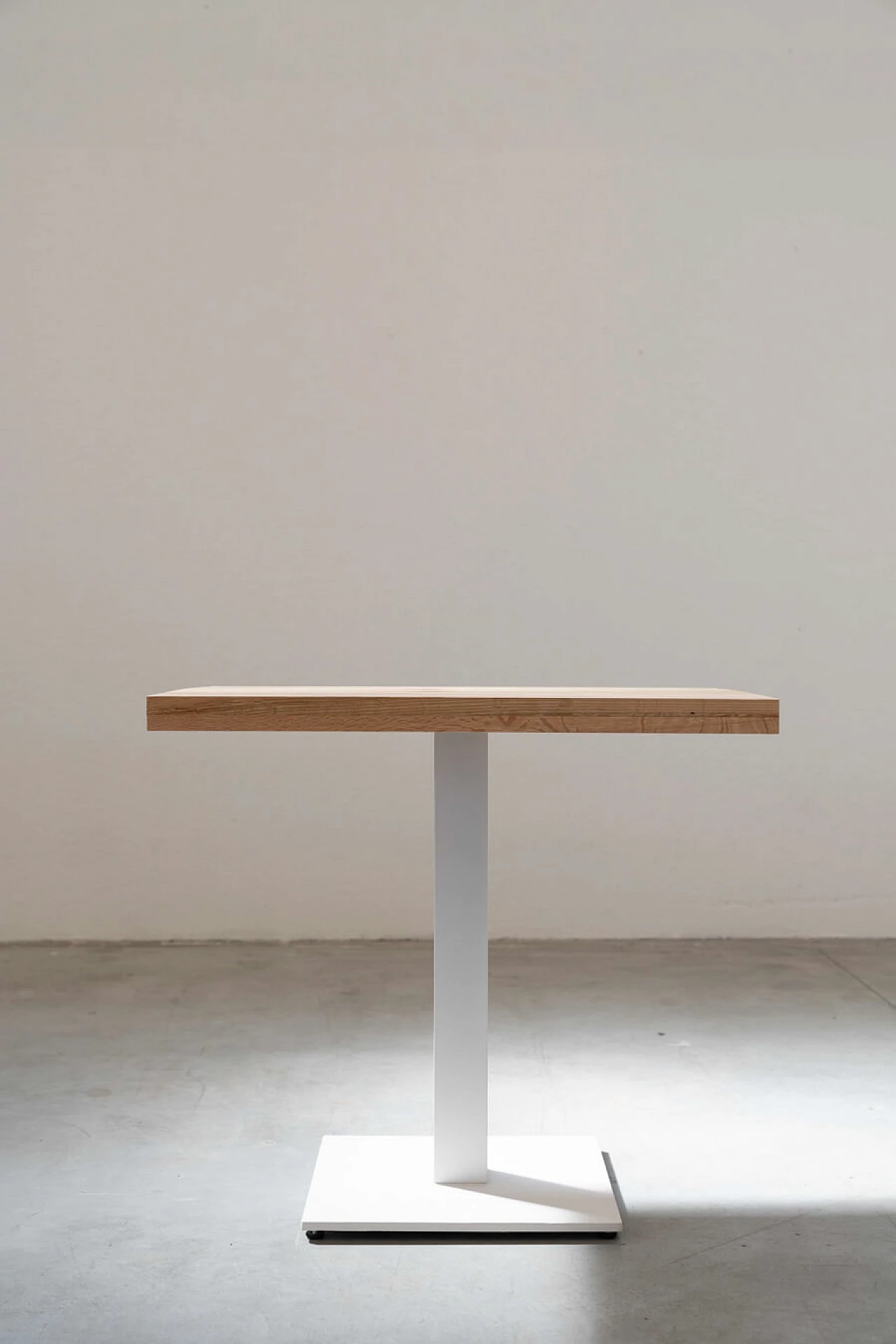 Table with cast iron base and carved oak top, 2000s 1