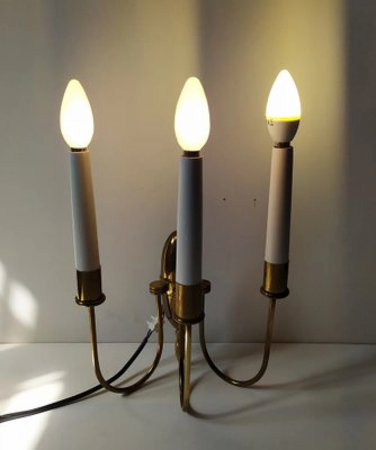 Pair of three-light wall lamps attributed to Arredoluce, 1940s 2