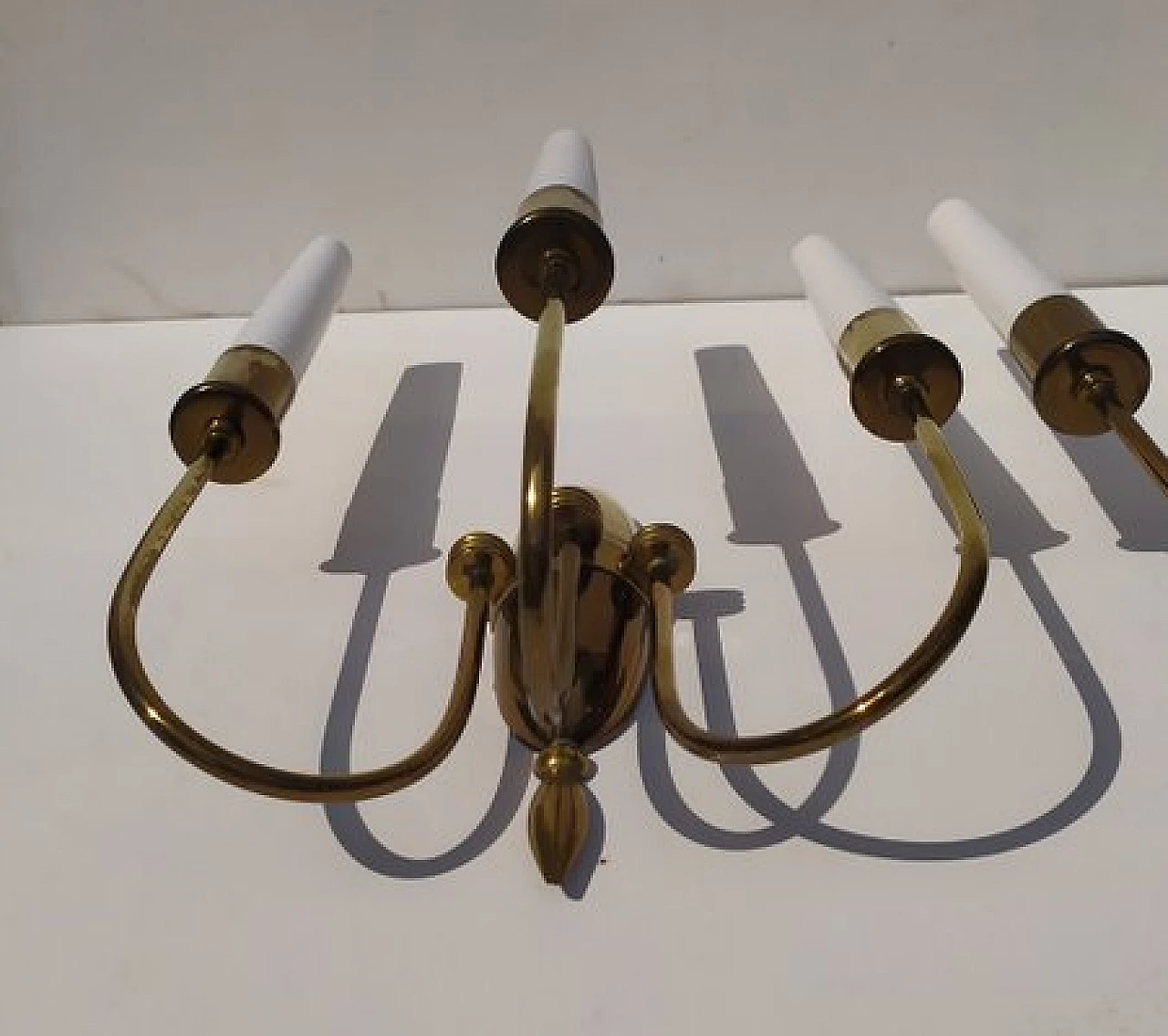 Pair of three-light wall lamps attributed to Arredoluce, 1940s 8