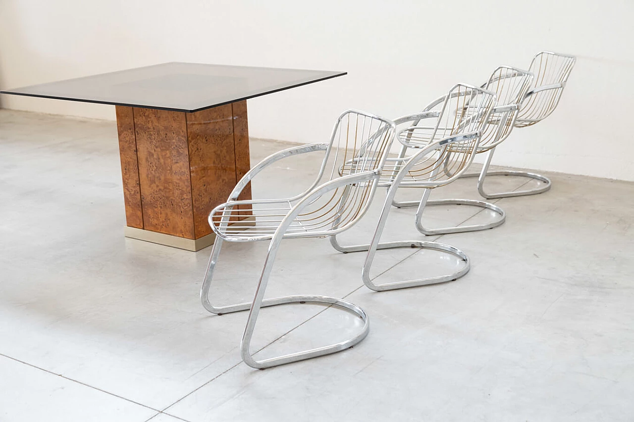 4 Chairs by Gastone Rinaldi for Rima and table in the style of Willy Rizzo, 1970s 22