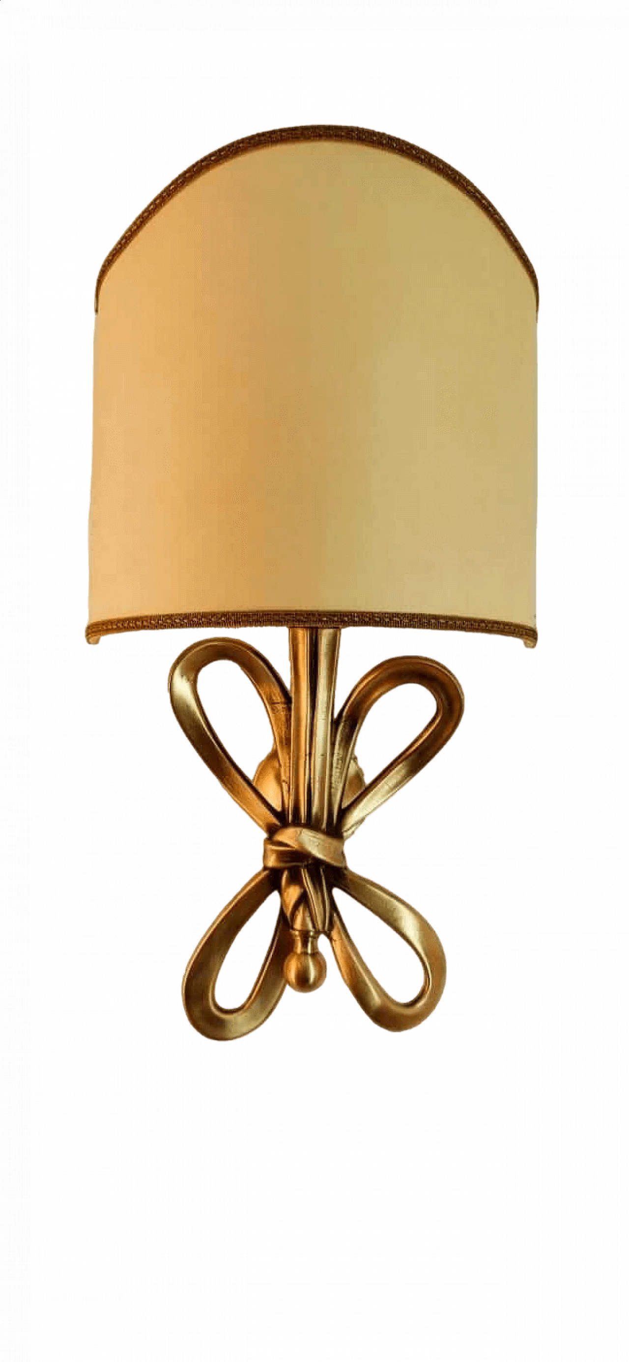 Wall sconce with brass bow and parchment fan diffuser, 1960s 16