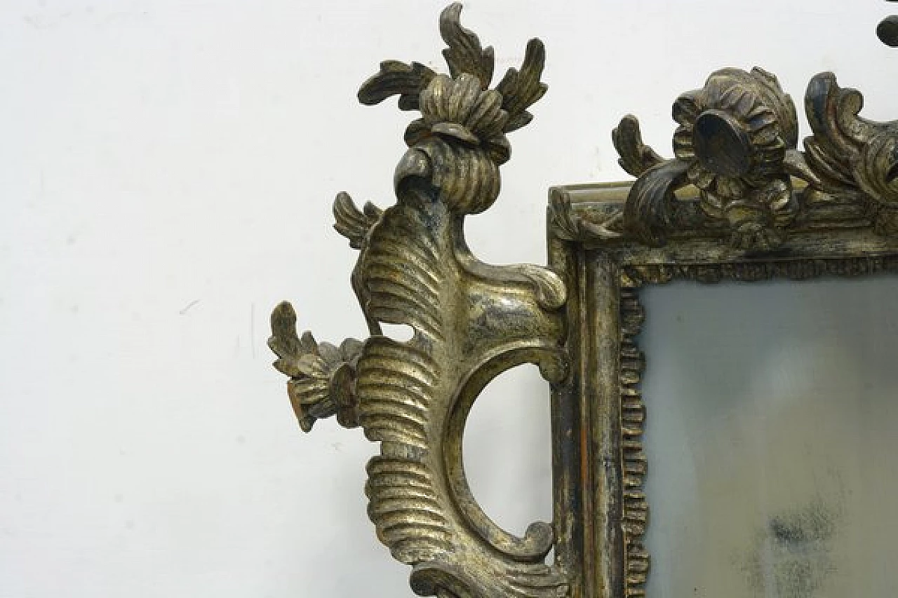 Specchio Luigi XV in legno intagliato in argento mecca, '700 2