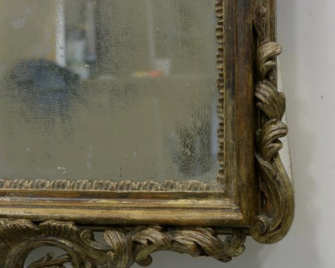 Specchio Luigi XV in legno intagliato in argento mecca, '700 8