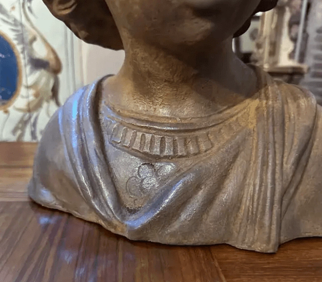 Bust of young girl in Sicilian handmade terracotta, 1930s 3