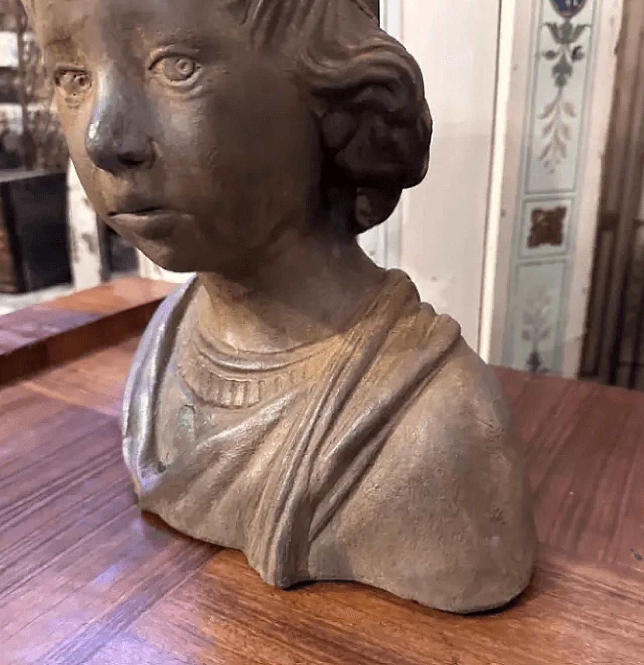 Bust of young girl in Sicilian handmade terracotta, 1930s 5