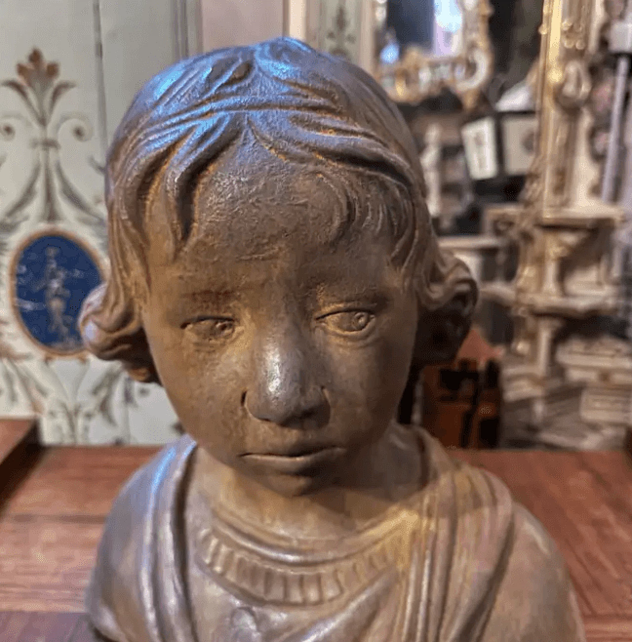 Bust of young girl in Sicilian handmade terracotta, 1930s 7