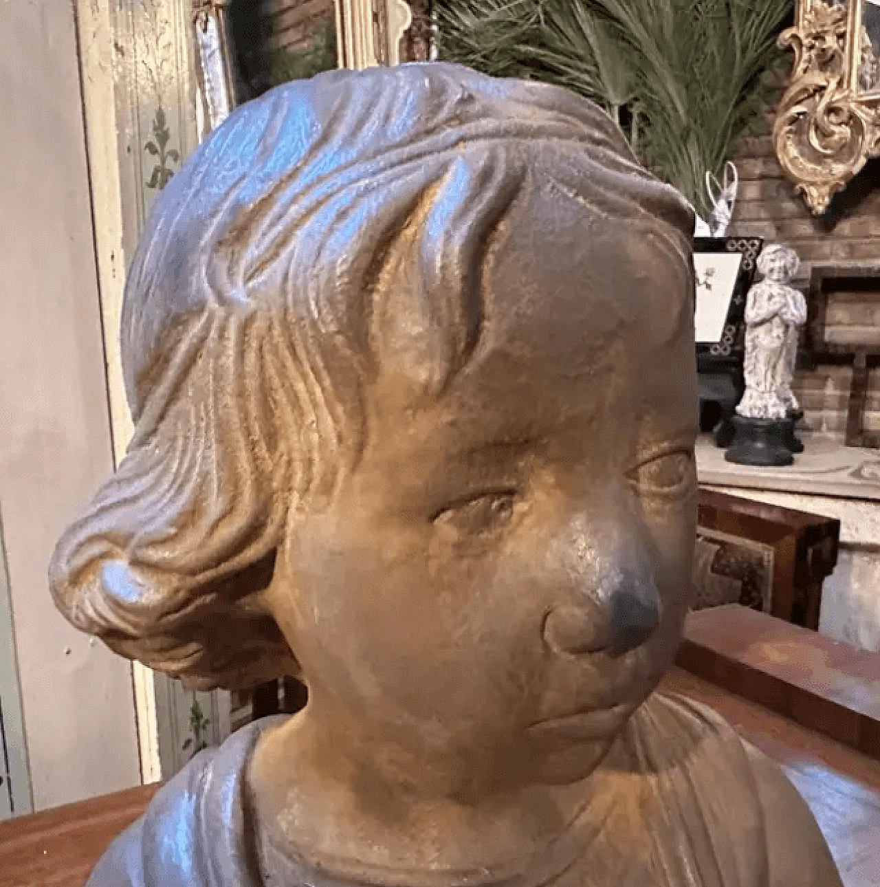Bust of young girl in Sicilian handmade terracotta, 1930s 9