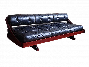 Wood and leather sofa by Gianni Songia for Luigi Sormani, 1960s