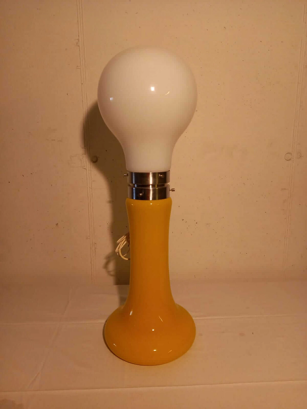 Yellow and white glass Birillo lamp by Carlo Nason for Mazzega, 1960s 1