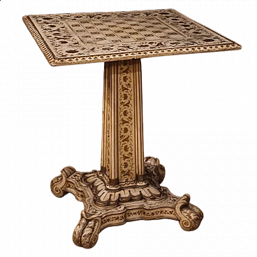 Tavolino da gioco in legno laccato e dorato, fine '800
