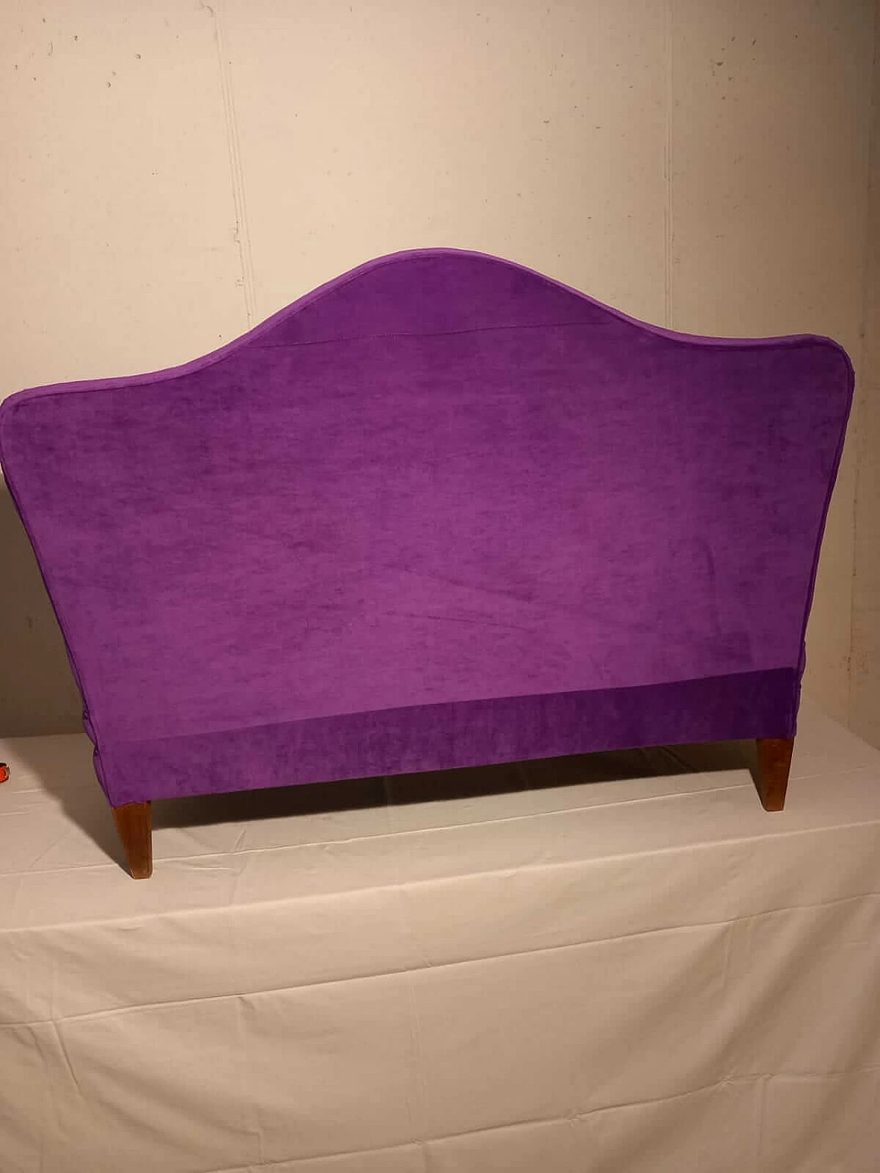 Wood and purple velvet sofa, 1940s 1