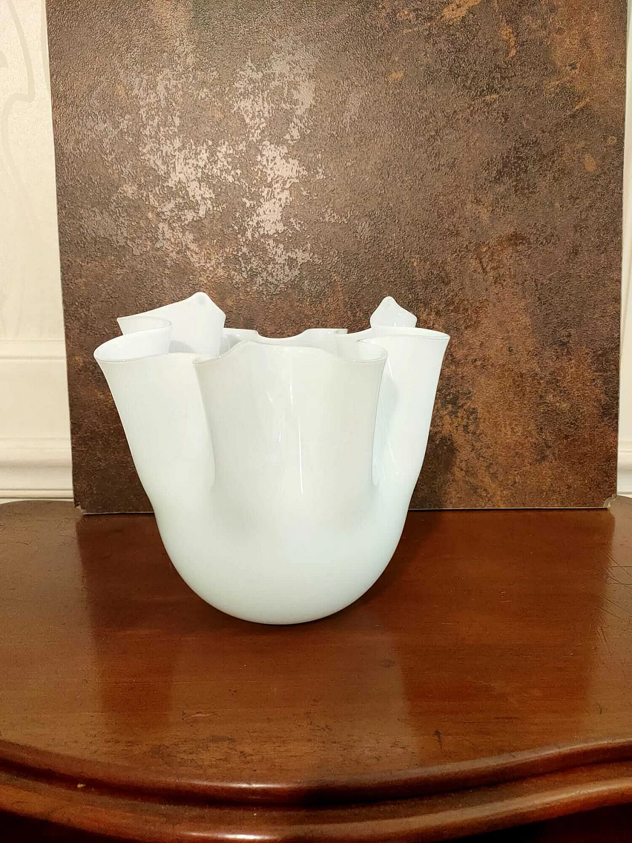 White Murano opaline glass Fazzoletto vase 4