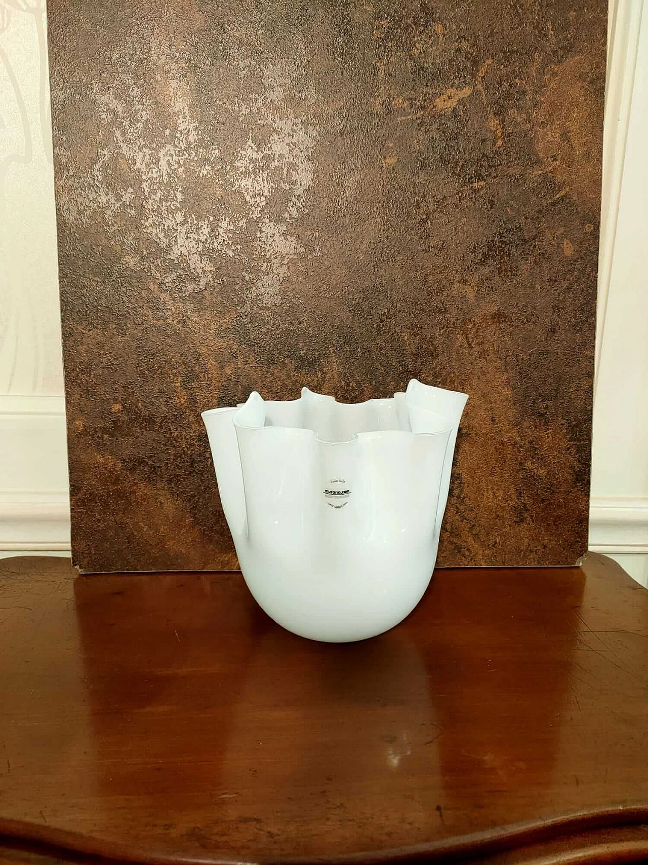 3 Vasi Fazzoletto in vetro di Murano opalino bianco 3