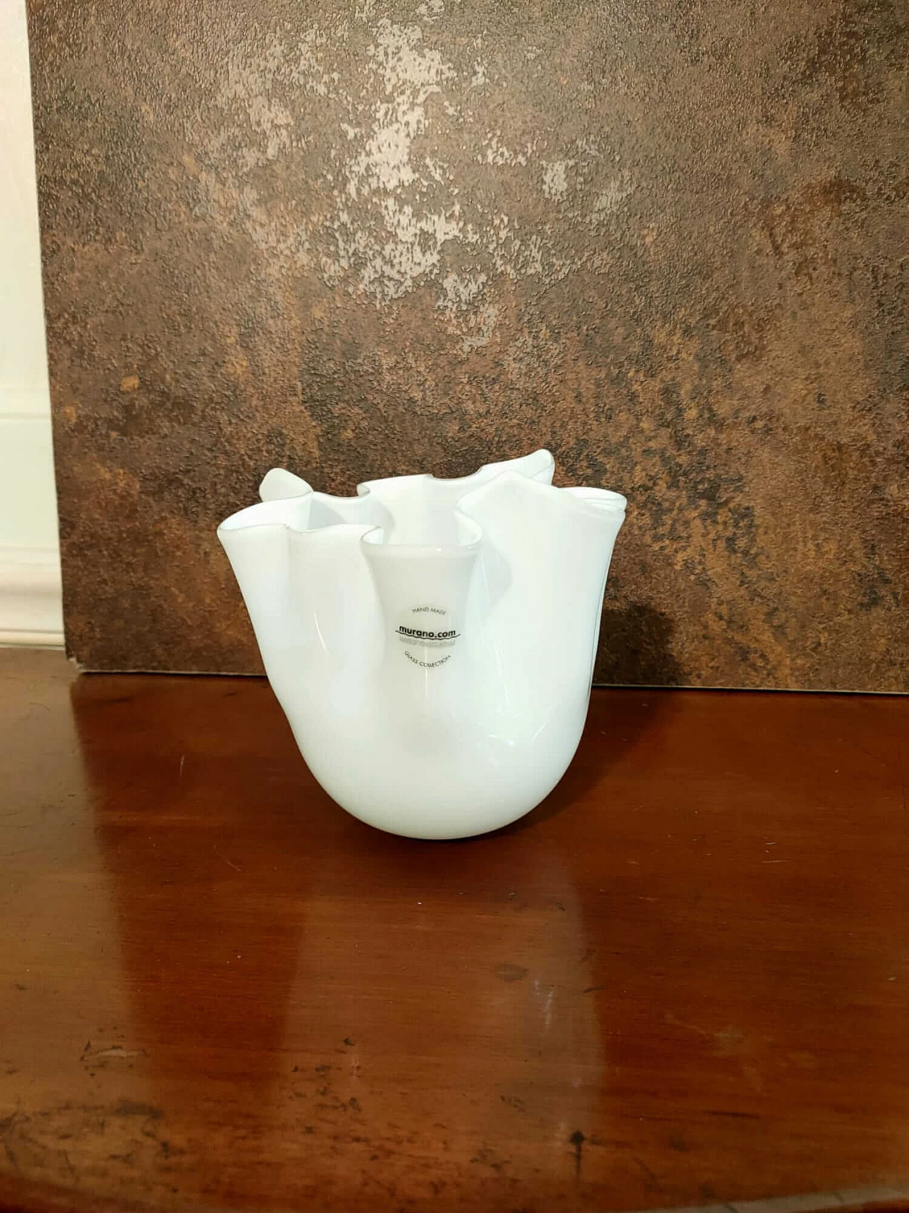 3 Vasi Fazzoletto in vetro di Murano opalino bianco 5