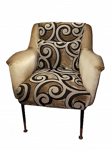 Patterned silk velvet armchair, 1950s